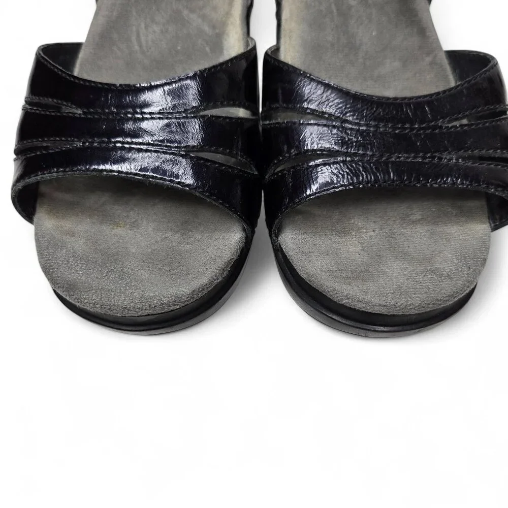 Dansko Sissy Patent Heeled Sandal's Women's Black Cushion Insole Open Toe 8.5/9 - Picture 8 of 9